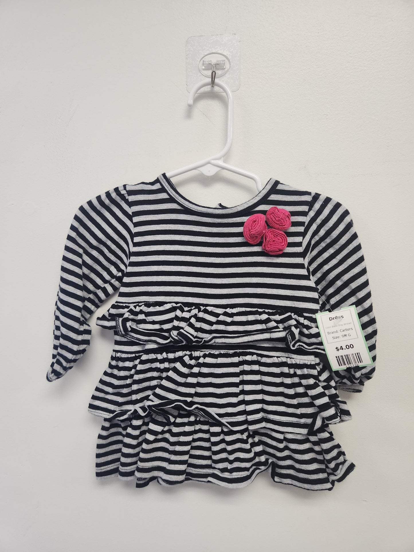 Black/Grey Striped Carters Dress, 9M G