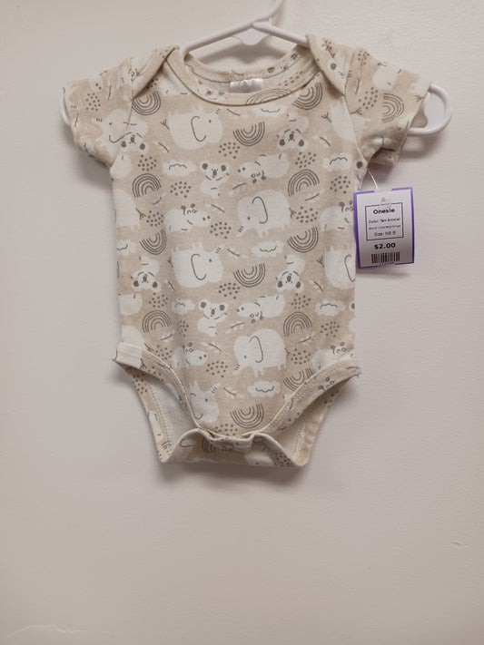 Tan Animal Little Beginnings Onesie, NB B