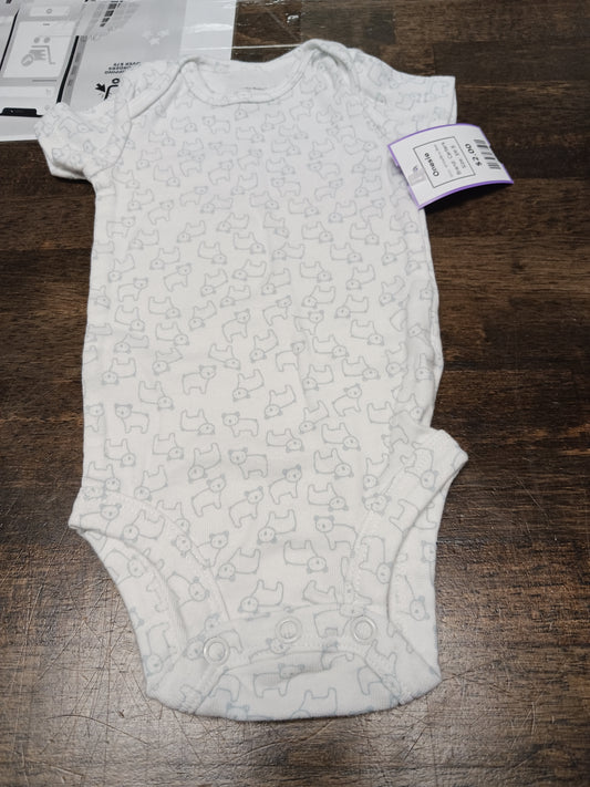 White/Blue Bear Carters Onesie, 3M B