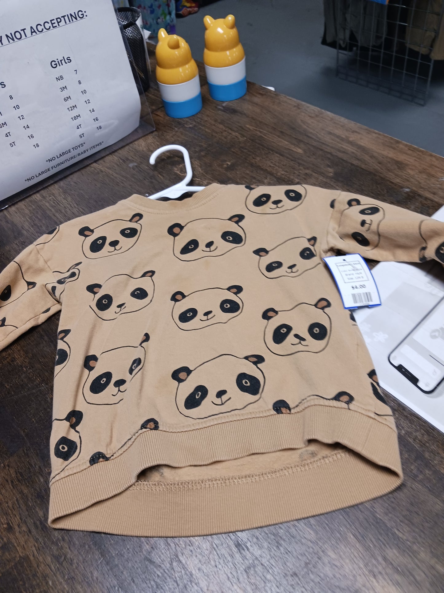 Brown Panda H&M Longsleeve Shirt, 12M B