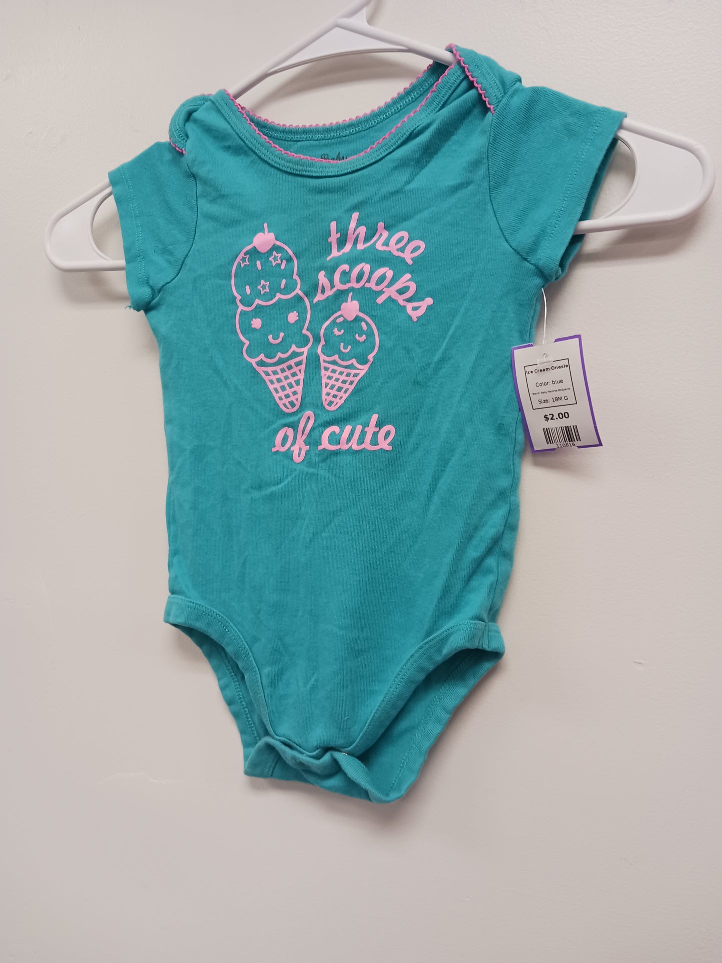 blue Baby Favorite Bodysuits Ice Cream Onesie, 18M G
