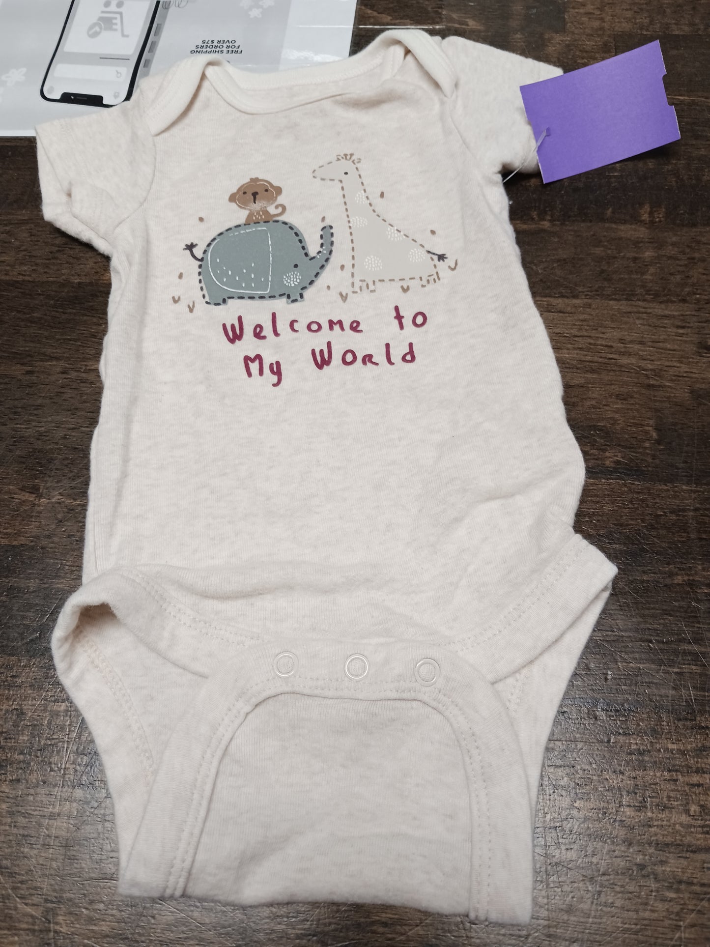 Tan Animal Wonder Nation Onesie, 3M B