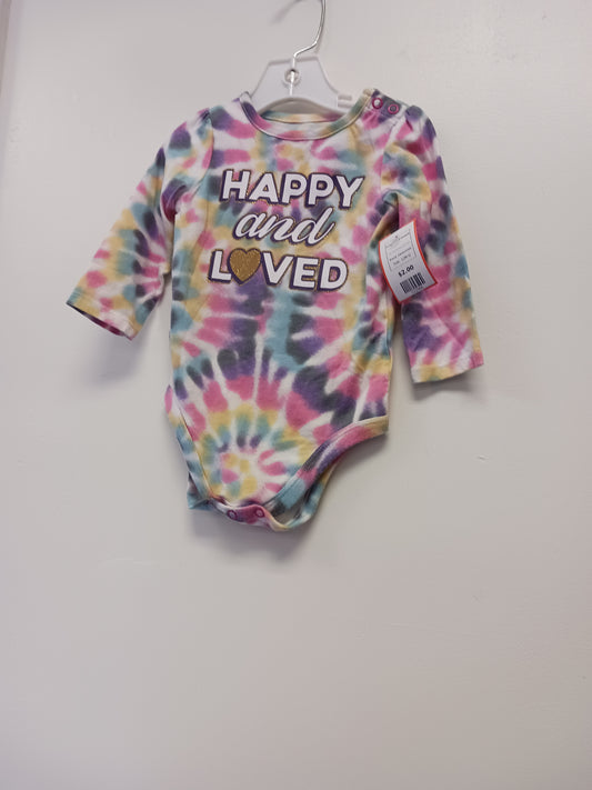 Tye Dye Happy And Loved Garanimals Longsleeve Onesie, 12M G