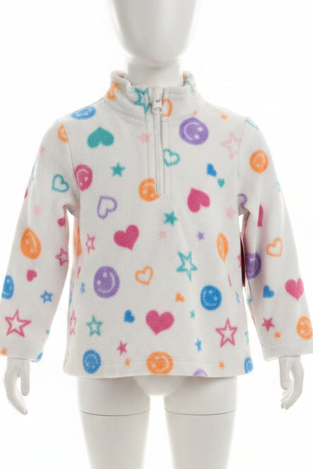 White/Colorful Smiley Face/Star/Heart Childrens Place 1/4 Zip Jacket, 12M G