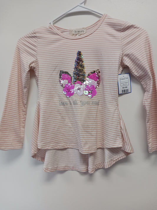Pink/White Unicorn Btween Longsleeve Shirt, 6 G