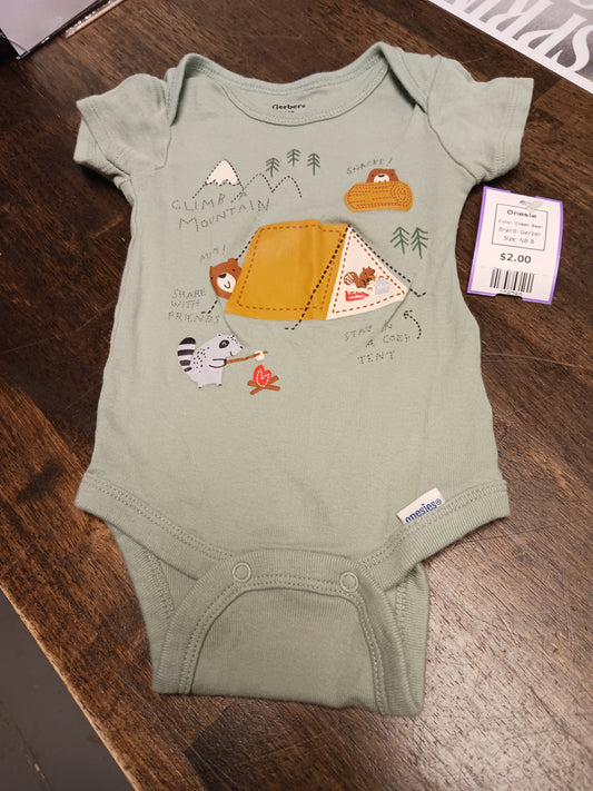 Green Bear Gerber Onesie, NB B