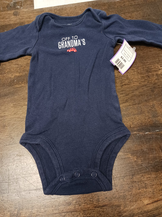 Navy Off To Grandma's Carters Longsleeve Onesie, 3M B