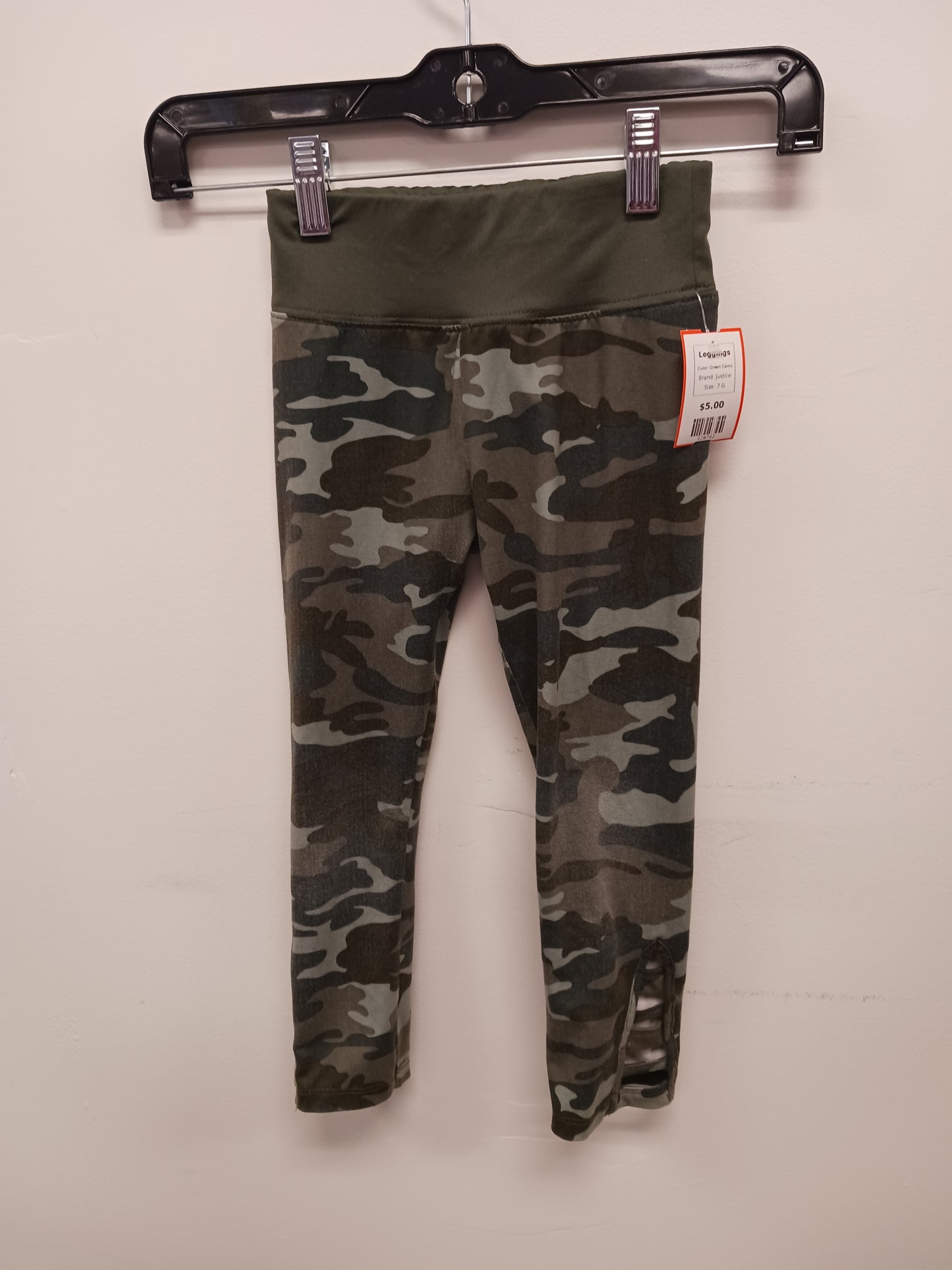 Green Camo Justice Leggings, 7 G