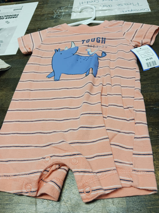 Pink/Blue Rhino Carters Short One Piece, 9M B