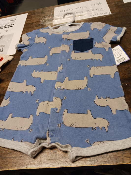 Blue/Grey Rhino Carters Short One Piece, 18M B