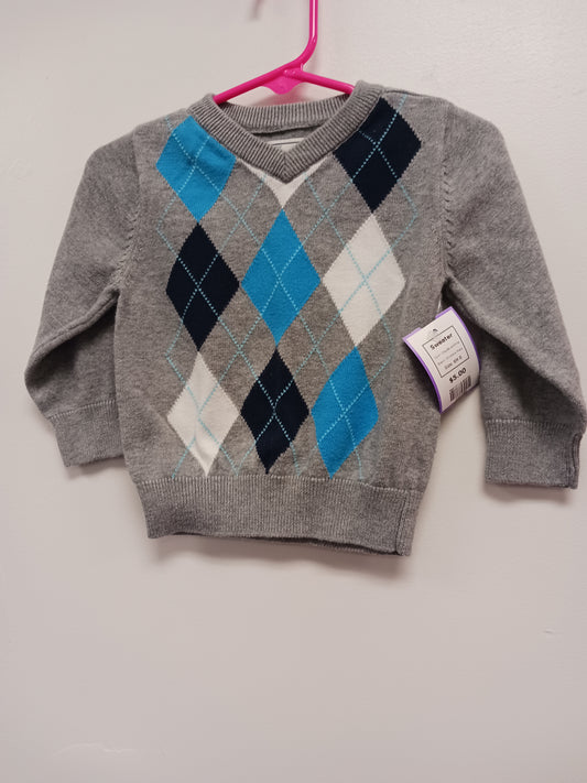 Grey/Blue/White Childrens Place Sweater, 6M B