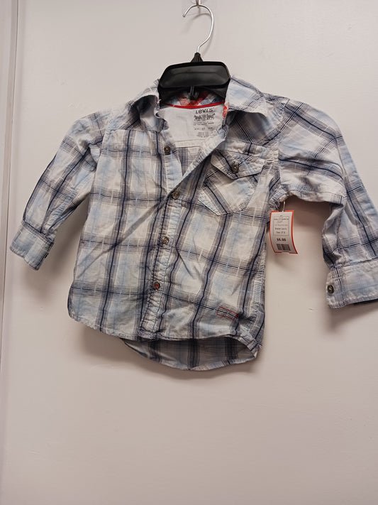 Blue/White Plaid Levi's Longsleeve Button Up, 3T B