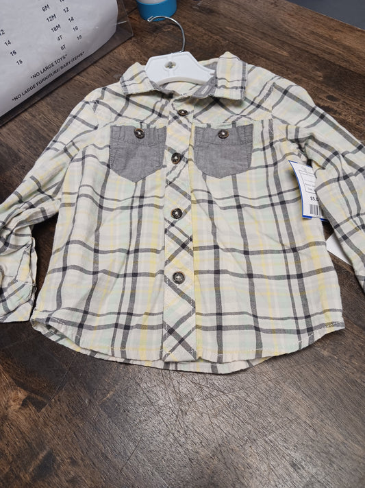 Blue/Yellow/Grey OshKosh Longsleeve Button Up, 18M B