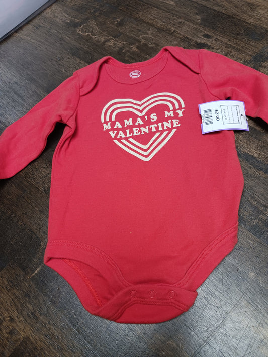 Red Mama's My Valentine Wonder Nation Longsleeve Onesie, 3M G