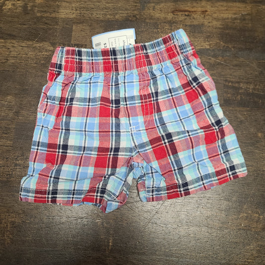 red/ blue plaid Koala Baby shorts, 6M B