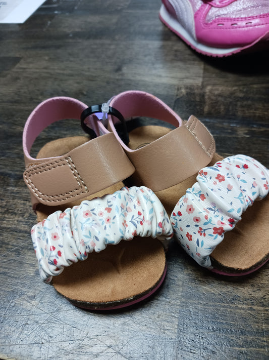 Brown/Pink/White Flower Wonder Nation Sandals, 2 G
