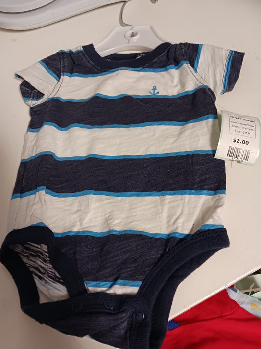 Blue/White Carters Striped Onesie, 6M B