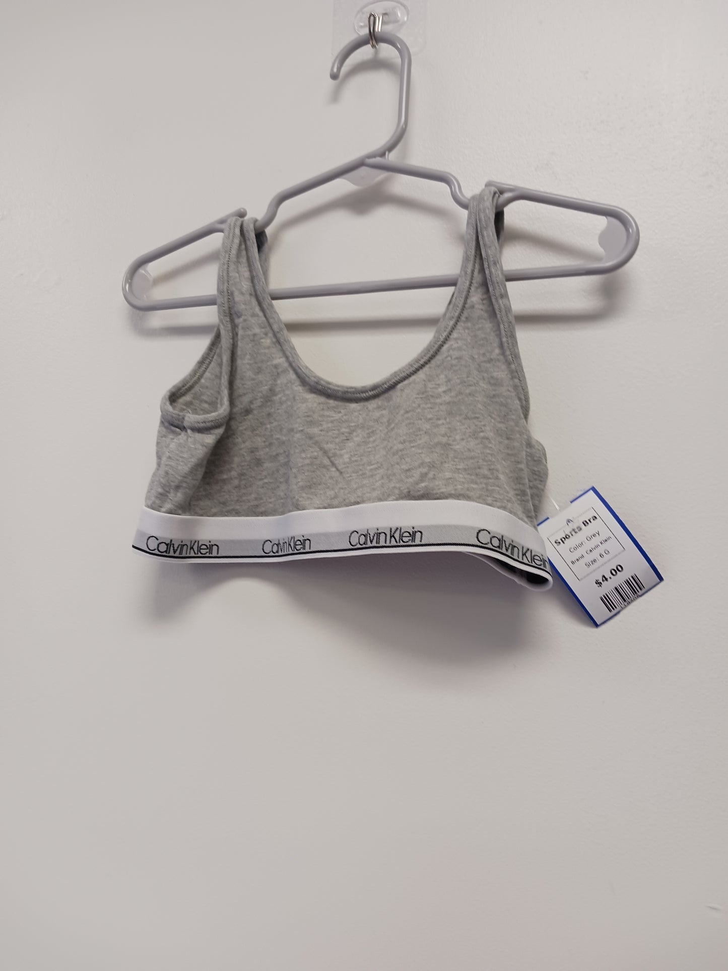 Grey Calvin Klein Sports Bra, 6 G