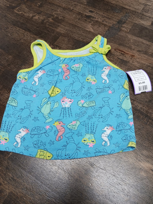 Blue/Green Fish Wonder Kids Tank Top, 12M G