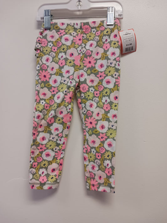Green/Pink/White Flowers Cat & Jack Leggings, 18M G