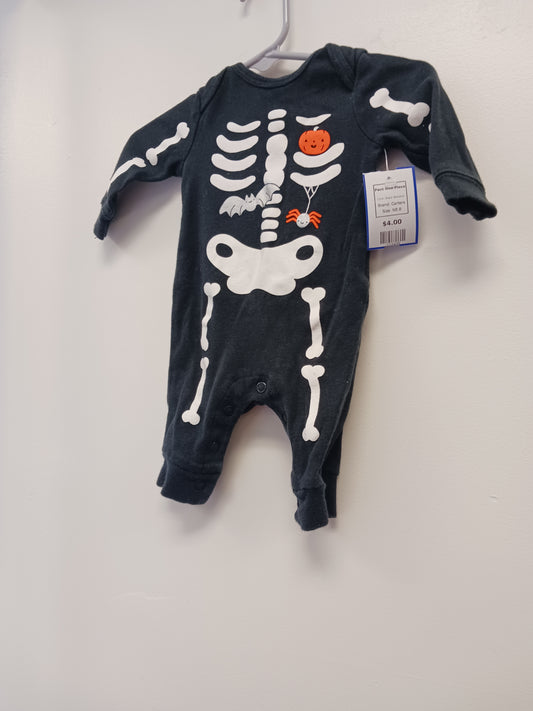 Black Skeleton Carters Pant One Piece, NB B