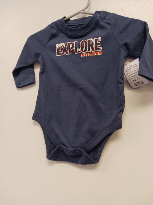 Grey Explore Garanimals Longsleeve Onesie, NB B