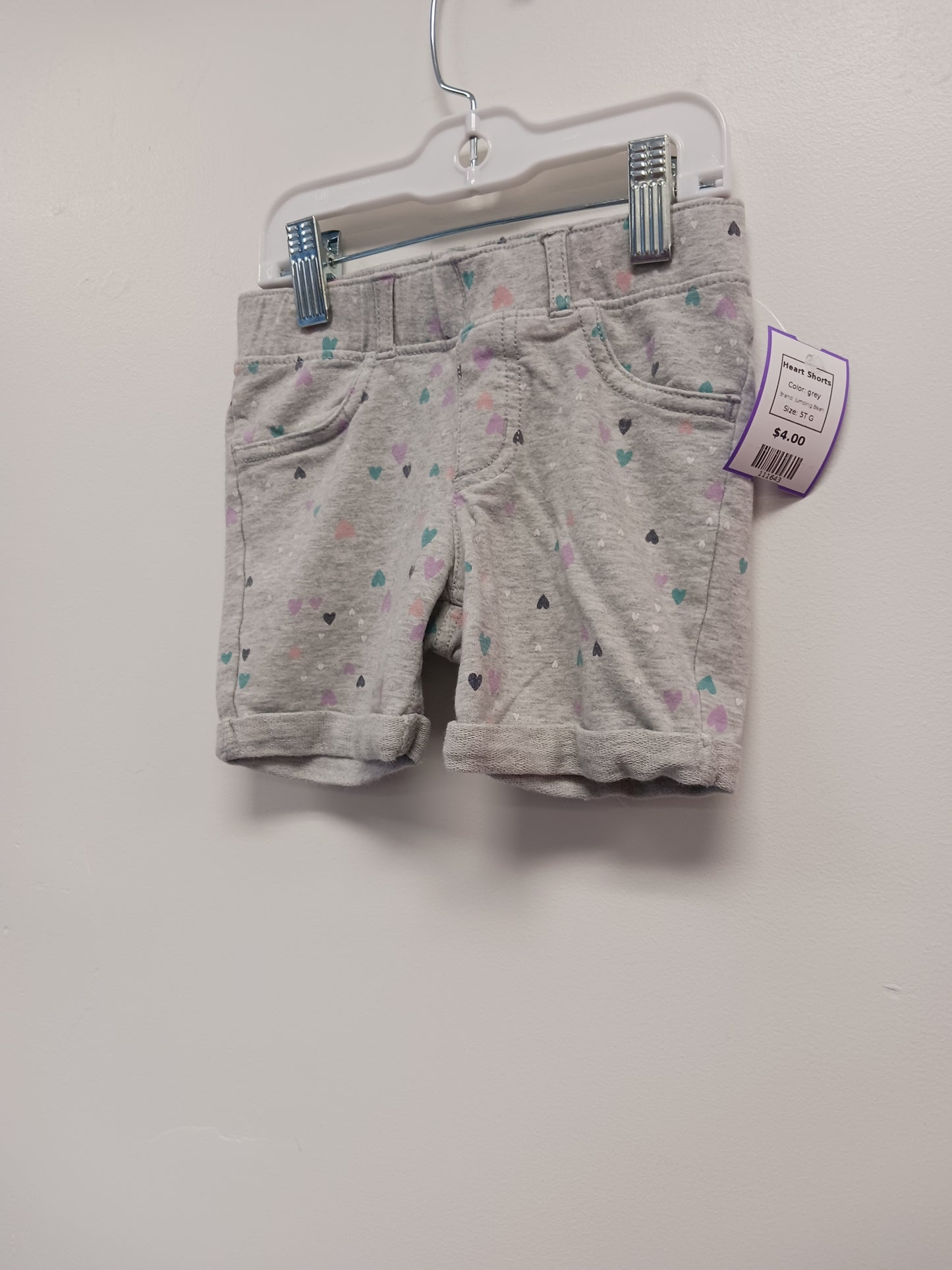 grey Jumping Bean Heart Shorts, 5T G