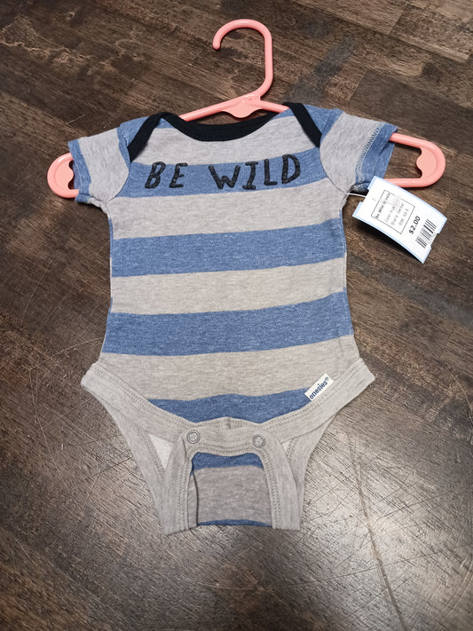 blue/grey Gerber Be Wild Onesie, NB B