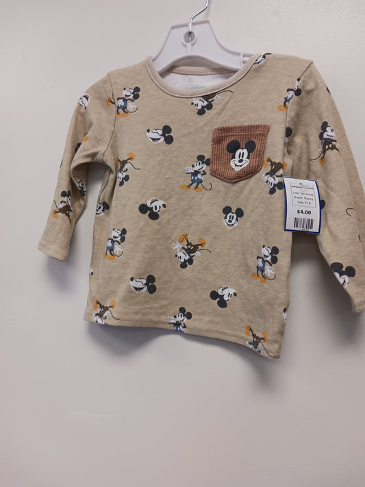 Tan Mickey Disney Longsleeve Shirt, 2T B