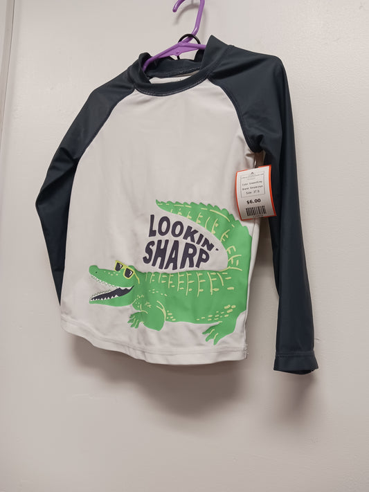 Green/Grey Simple Joys 2 Piece Alligator Swim suit, 3T B