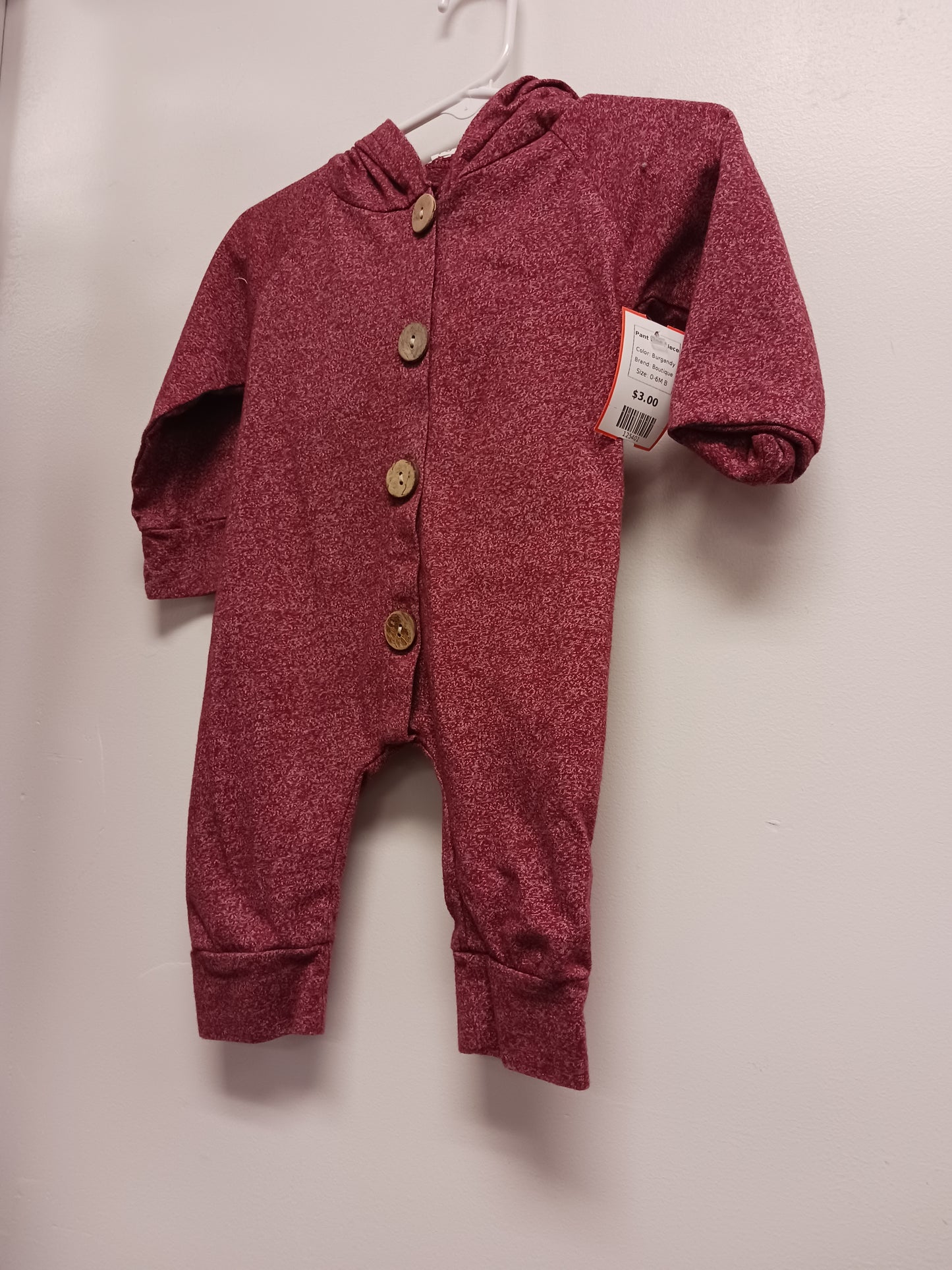 Burgandy Boutique Pant One Piece, 0-6M B