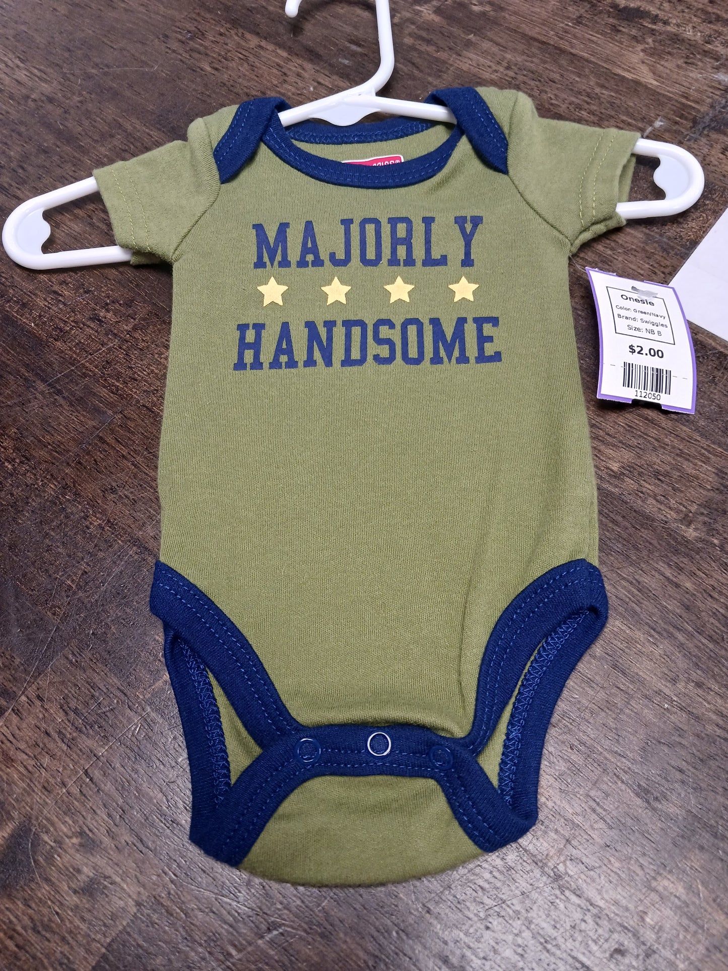 Green/Navy Swiggles Onesie, NB B