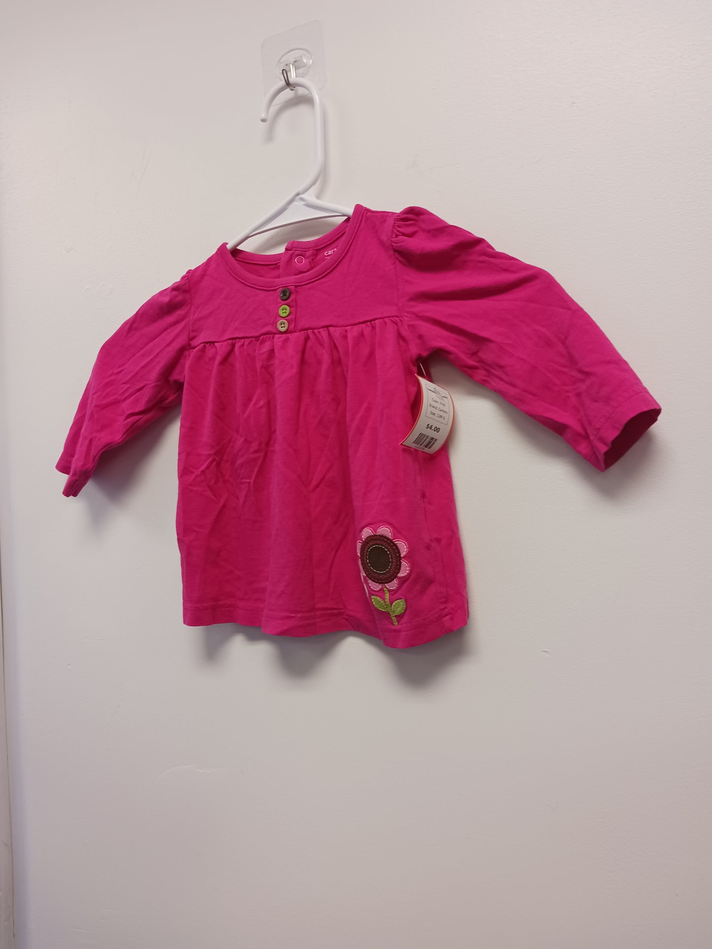 Pink Carters Longsleeve Shirt, 12M G