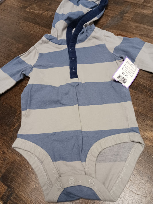 Blue/Grey Carters Hooded Longsleeve Onesie, 9M B
