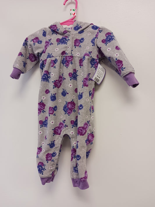 Grey/Purple Flower Carters Pant One Piece, 3M G