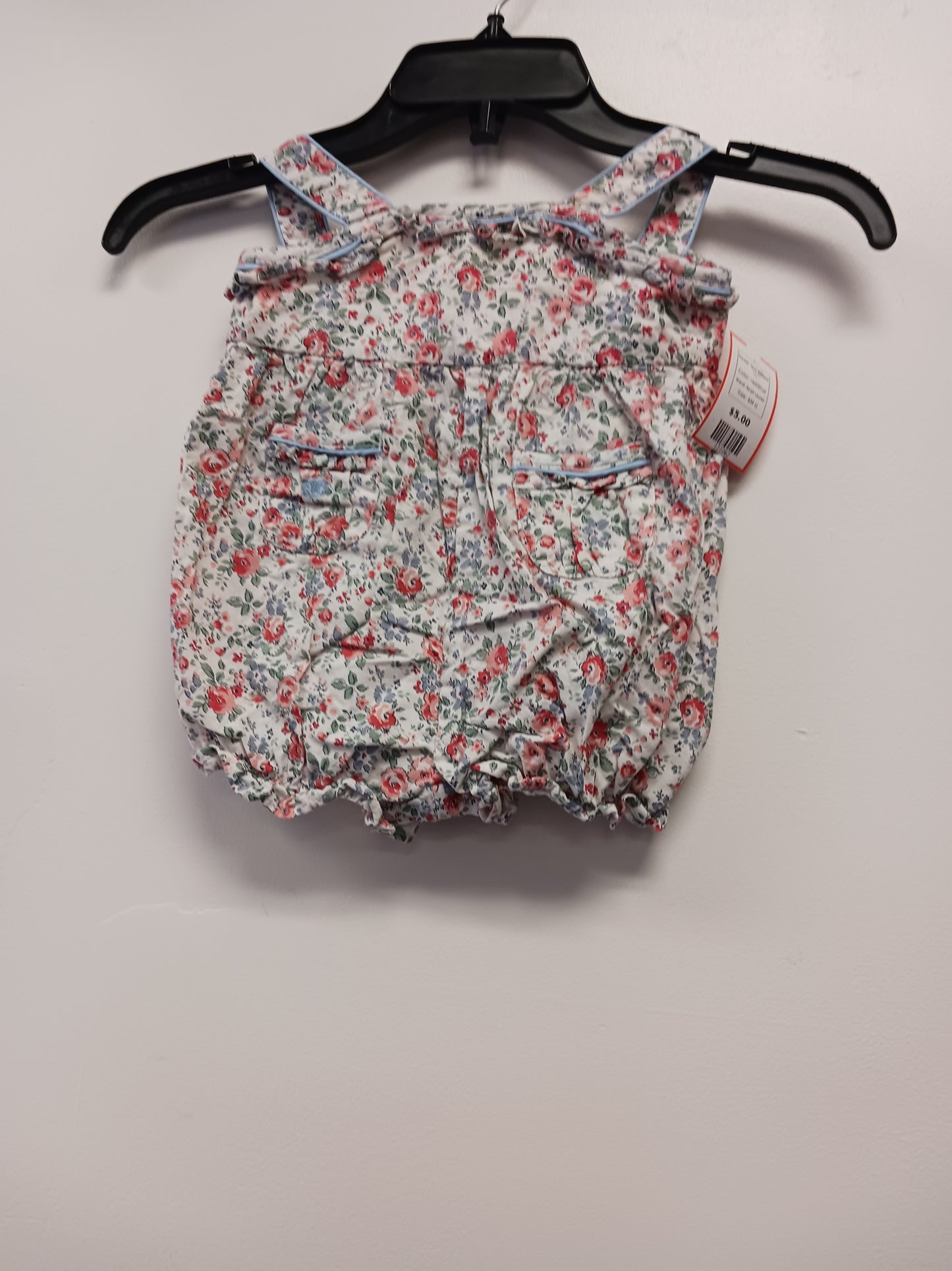 red/blue Ralph Lauren Flower Tank Romper, 6M G