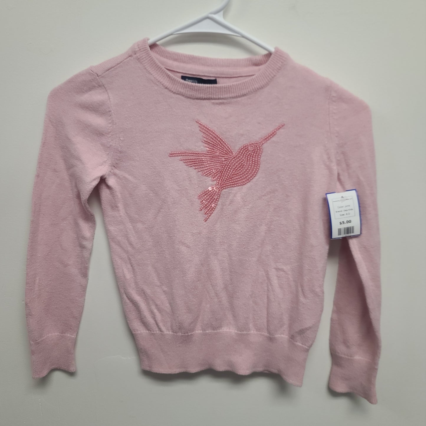pink Gap Kids Hummimg Bird Sweater 6/7, 6 G