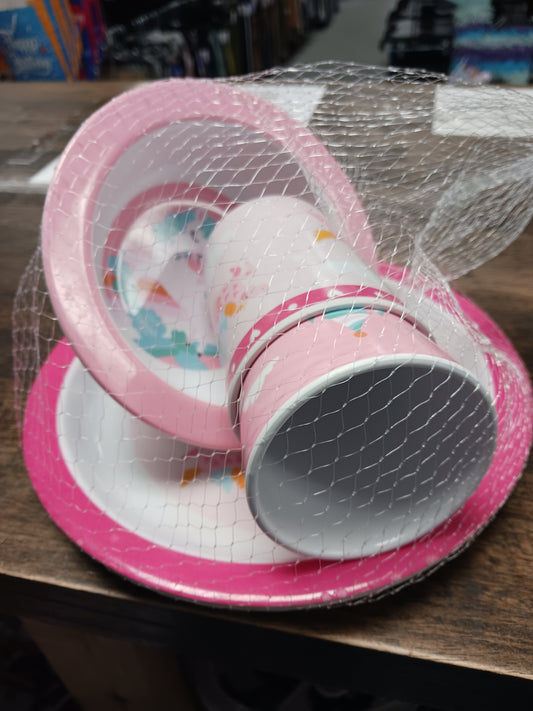 White/Pink  Unicorn Plates/Cups/Bowl