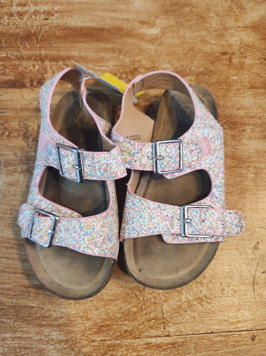 Brown/Pink Flowers Cat & Jack Sandals, 7C G