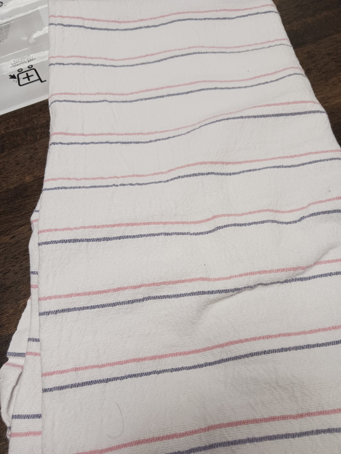white w/bluestripe  Cotton Blanket