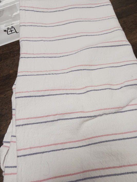 white w/bluestripe  Cotton Blanket