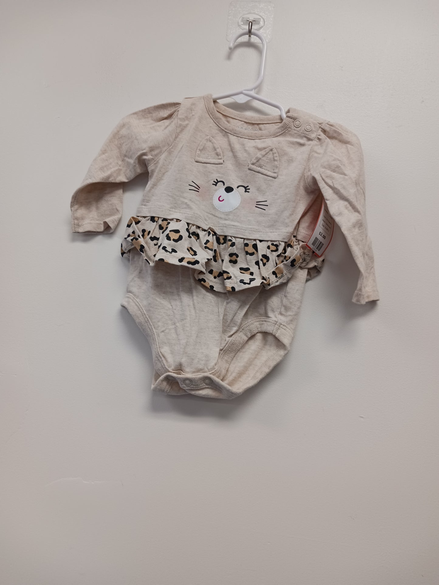 Tan Cheetah Garanimals Longsleeve Onesie, 6-9M G