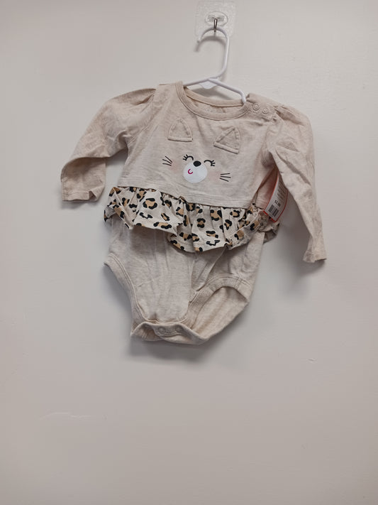 Tan Cheetah Garanimals Longsleeve Onesie, 6-9M G