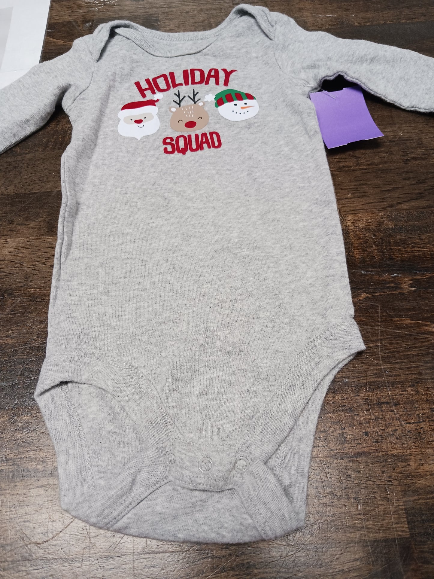 Grey Christmas Baby Favorite Playwear Longsleeve Onesie, 6M B