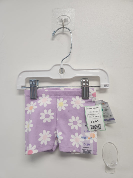 Purple Garanimals Flower shorts, 0-3M G