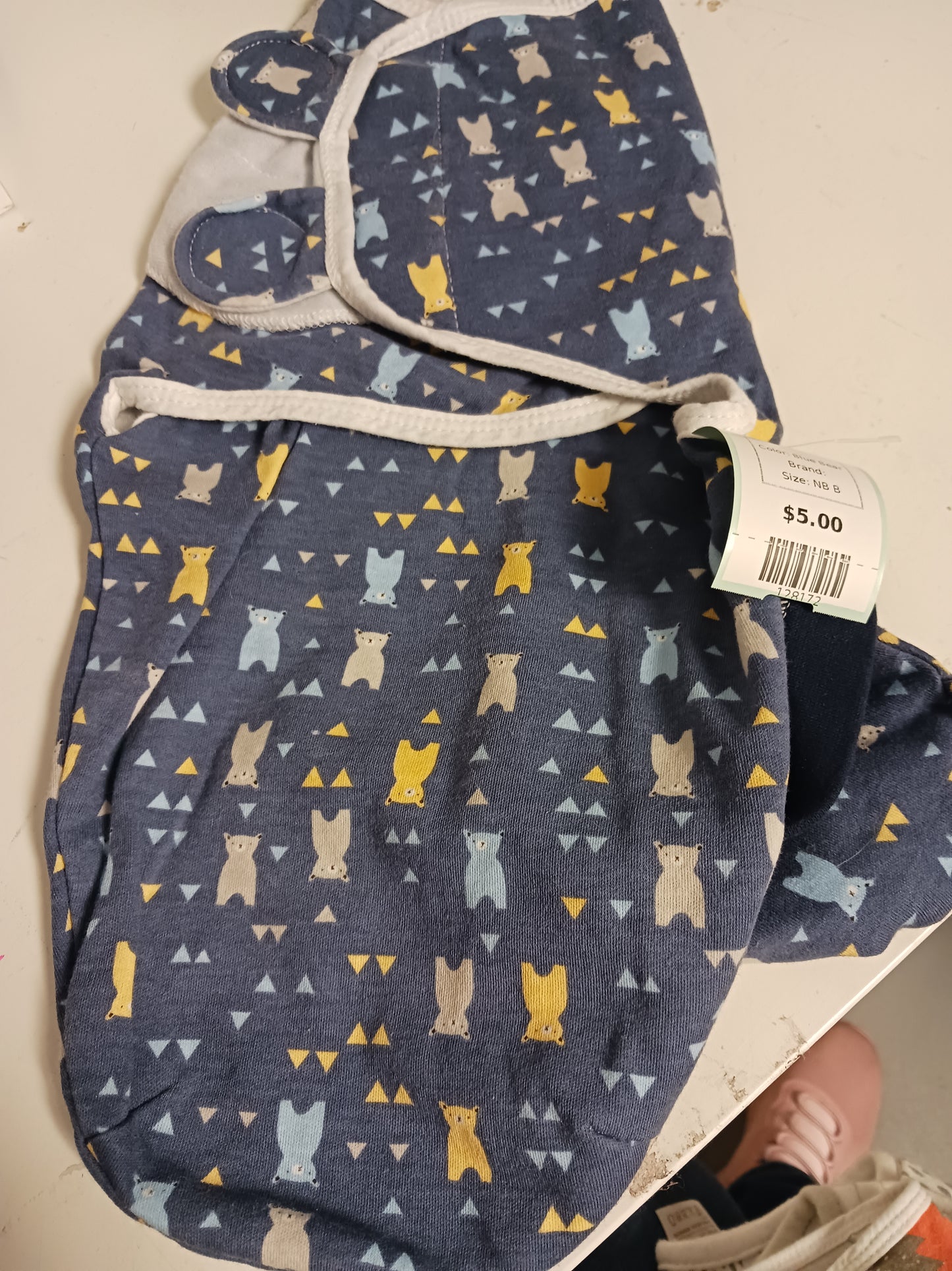 Blue Bear  Swaddle W/Hat, NB B