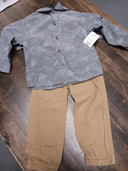 Blue/Tan Dino Little Rebels Outfit, 2T B