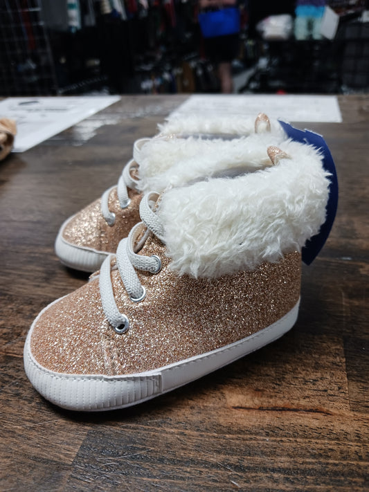 Pink Glitter Little Me Crib Shoes, 2 G