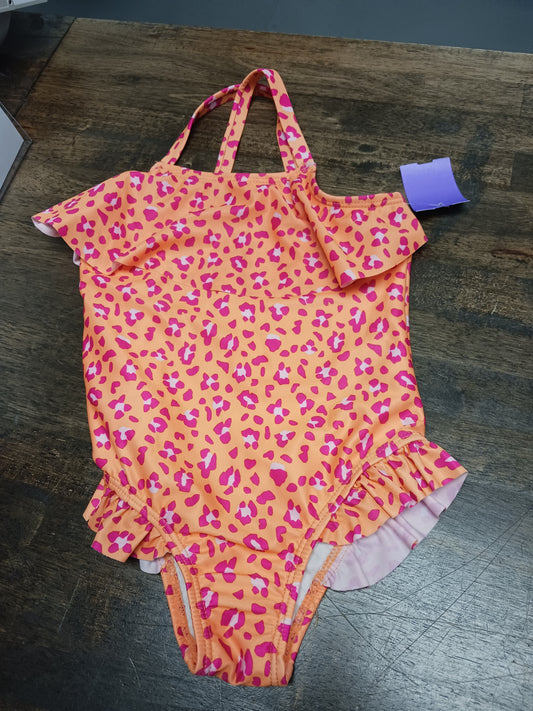 Orange/Pink Cheetah  Swim Suit, 4T G