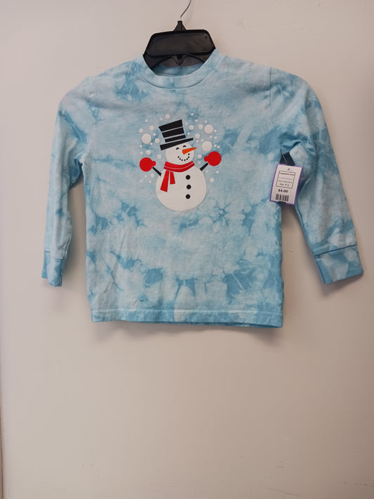 Blue Tye Dye Snowman Rabbit Skins Longsleeve Shirt, 5T G